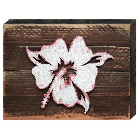 DESIGNOCRACY Hibiscus Flower Art on Board Wall Decor 9842108